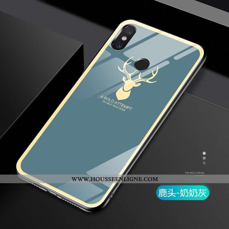 Housse Xiaomi Mi A2 Verre Personnalité Créatif Simple Petit Silicone Amoureux Gris