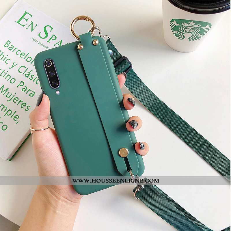 Housse Xiaomi Mi A3 Cou Suspendu Fluide Doux Silicone Simple Petit Protection Amoureux Verte