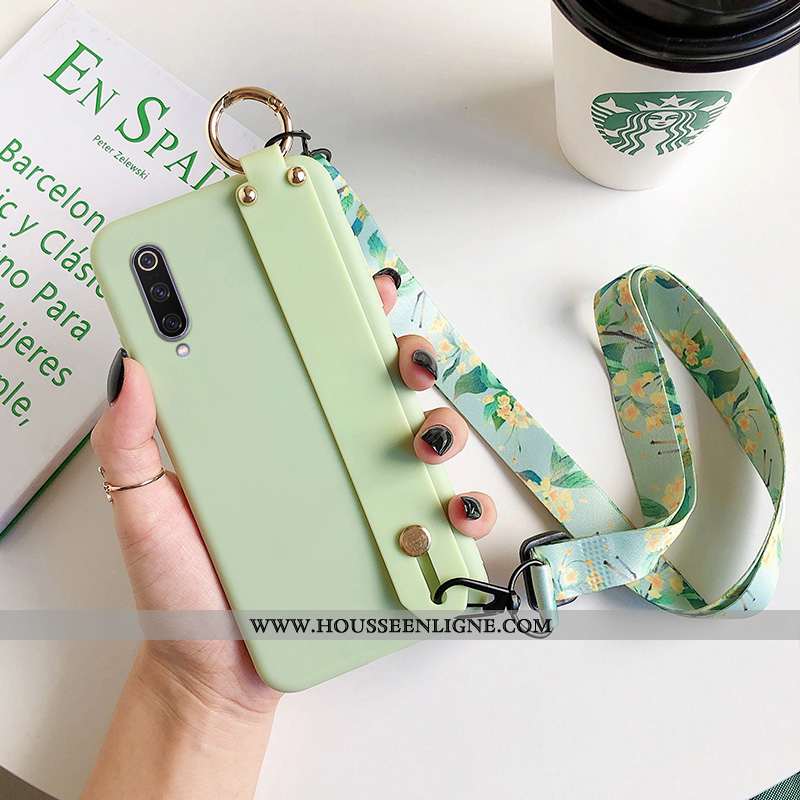 Housse Xiaomi Mi A3 Cou Suspendu Fluide Doux Silicone Simple Petit Protection Amoureux Verte