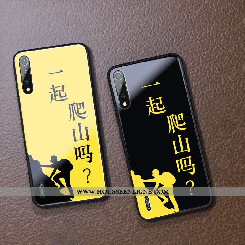 Housse Xiaomi Mi A3 Créatif Tendance Verre Coque Modèle Escalade Téléphone Portable Jaune