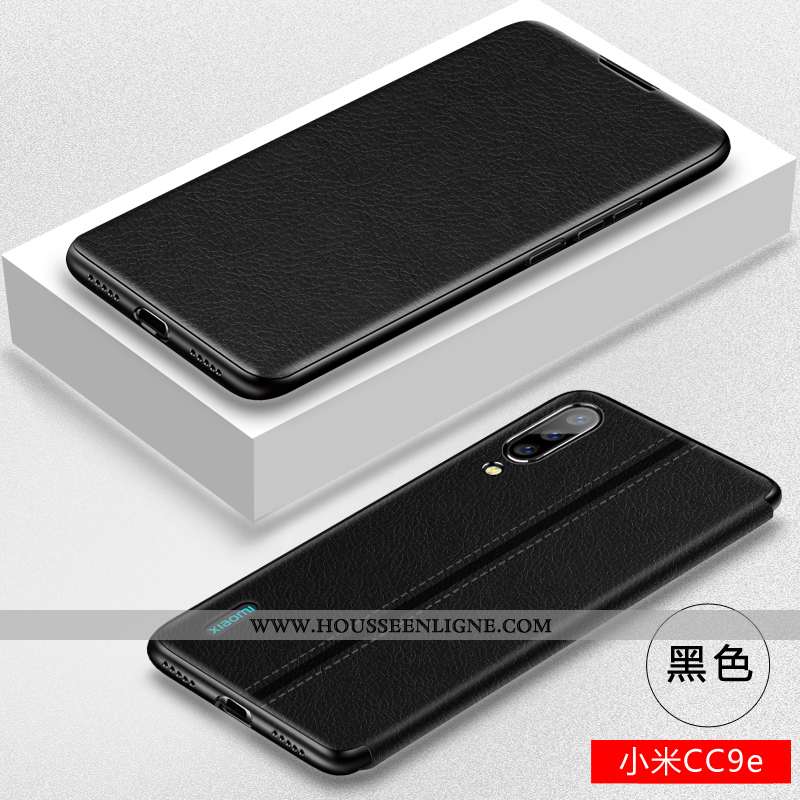 Housse Xiaomi Mi A3 Cuir Fluide Doux Clamshell Silicone Petit Protection Noir