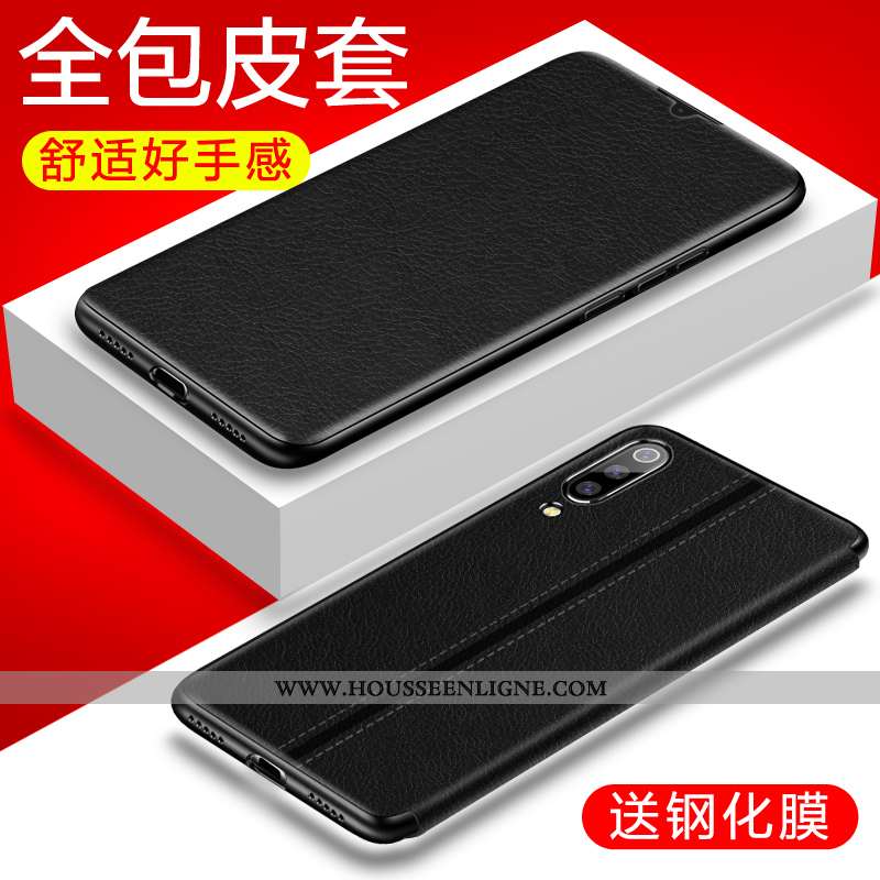 Housse Xiaomi Mi A3 Cuir Fluide Doux Clamshell Silicone Petit Protection Noir