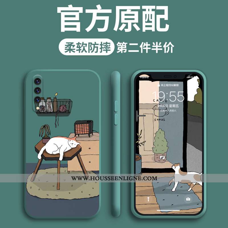 Housse Xiaomi Mi A3 Dessin Animé Charmant Silicone Créatif Personnalité Ultra Chat Verte