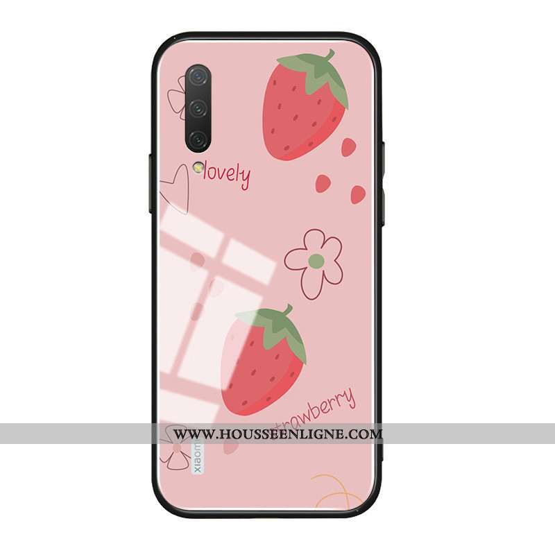 Housse Xiaomi Mi A3 Fluide Doux Silicone Fraise Frais Coque Protection Personnalisé Rose
