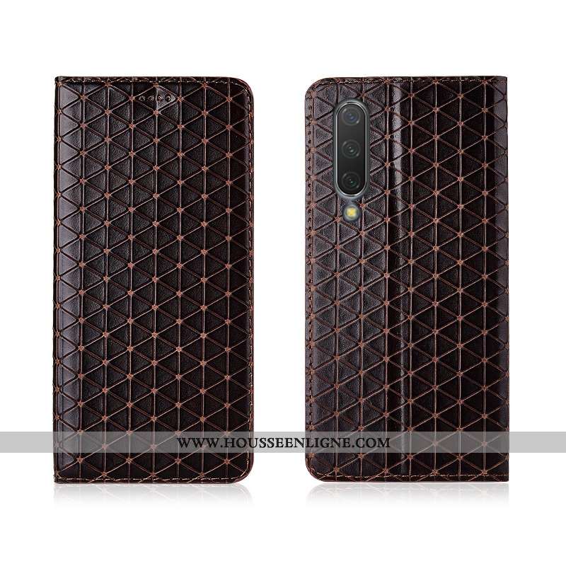 Housse Xiaomi Mi A3 Fluide Doux Silicone Protection Modèle Coque Téléphone Portable Plaid Noir