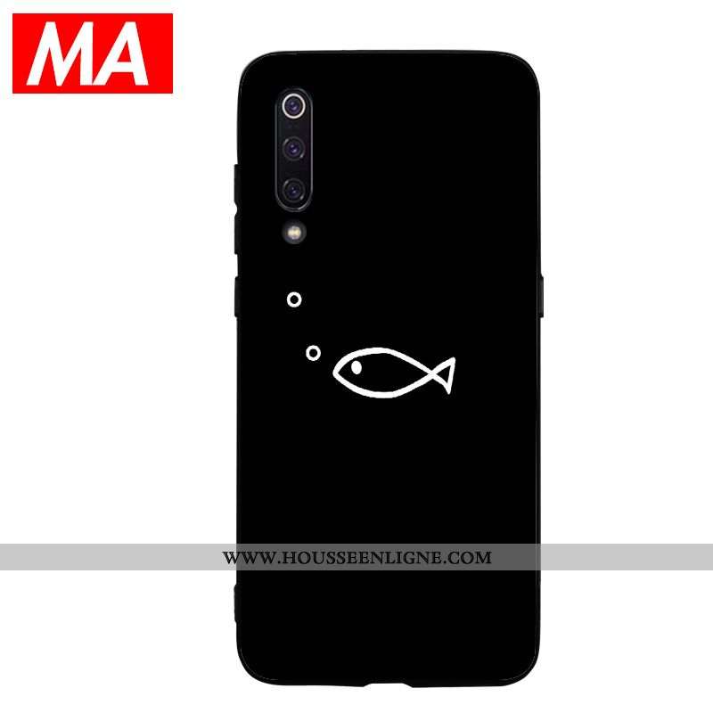 Housse Xiaomi Mi A3 Personnalité Modèle Fleurie Net Rouge Silicone Chat Coque Jeunesse Noir