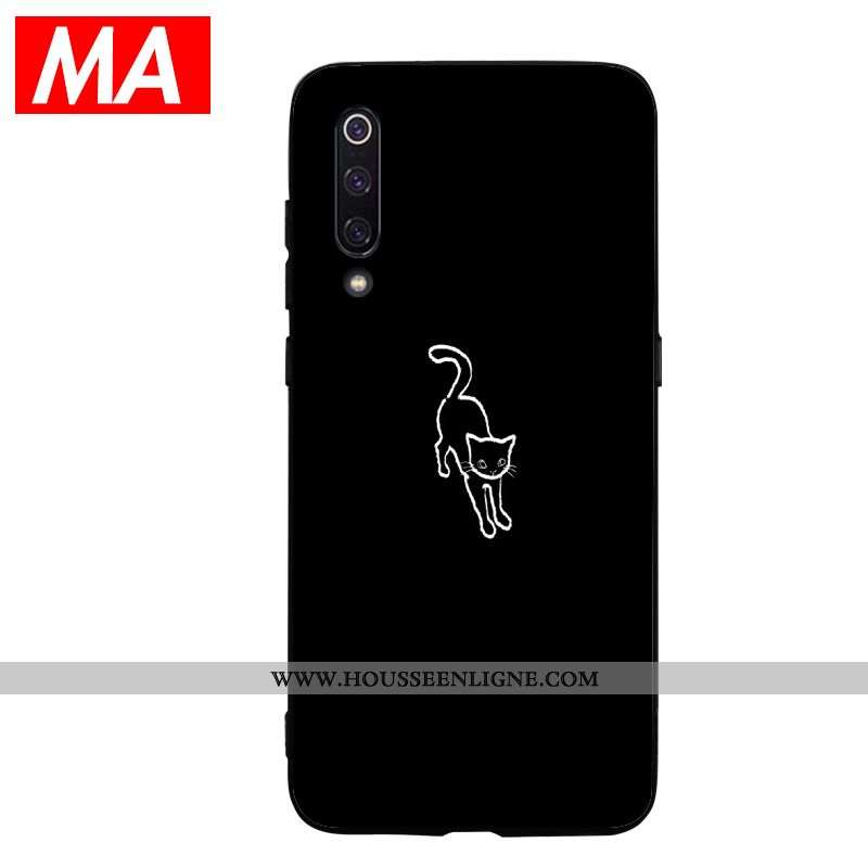 Housse Xiaomi Mi A3 Personnalité Modèle Fleurie Net Rouge Silicone Chat Coque Jeunesse Noir