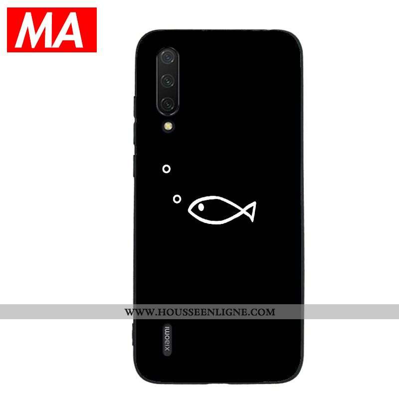 Housse Xiaomi Mi A3 Personnalité Modèle Fleurie Net Rouge Silicone Chat Coque Jeunesse Noir