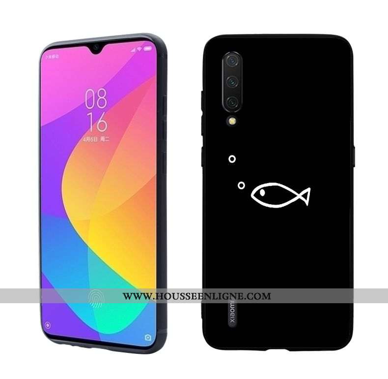 Housse Xiaomi Mi A3 Personnalité Modèle Fleurie Net Rouge Silicone Chat Coque Jeunesse Noir