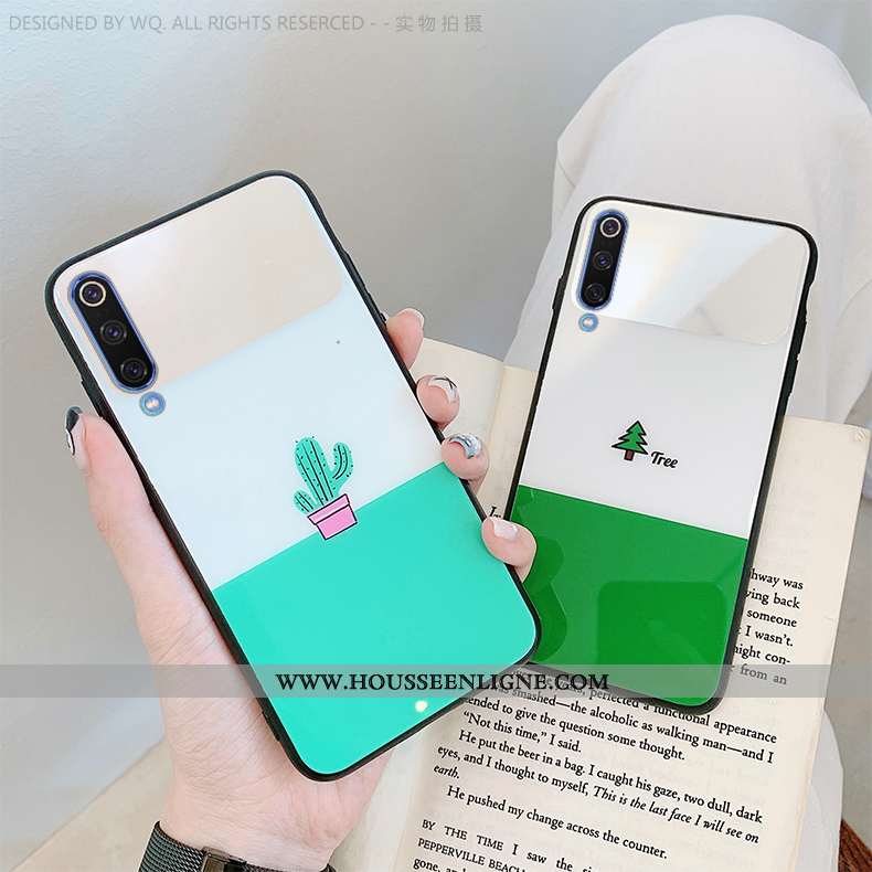 Housse Xiaomi Mi A3 Personnalité Verre Simple Miroir Net Rouge Petit Vert Verte