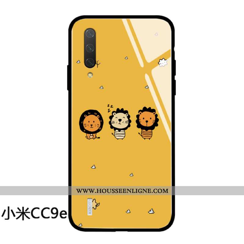 Housse Xiaomi Mi A3 Protection Verre Charmant Jaune Silicone Lion Simple