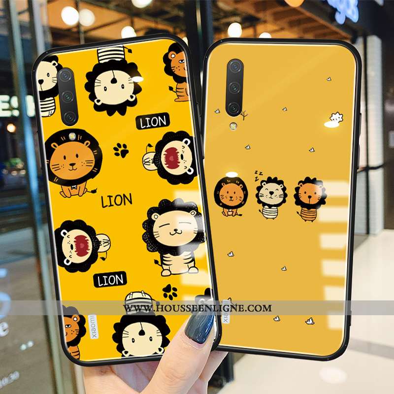 Housse Xiaomi Mi A3 Protection Verre Charmant Jaune Silicone Lion Simple