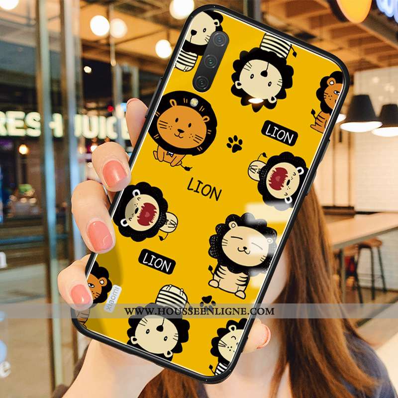 Housse Xiaomi Mi A3 Protection Verre Charmant Jaune Silicone Lion Simple