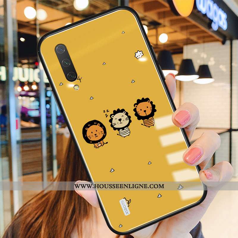 Housse Xiaomi Mi A3 Protection Verre Charmant Jaune Silicone Lion Simple
