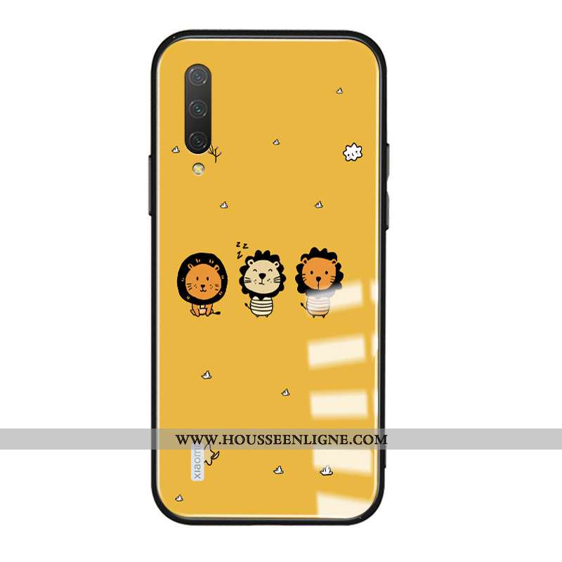 Housse Xiaomi Mi A3 Protection Verre Charmant Jaune Silicone Lion Simple