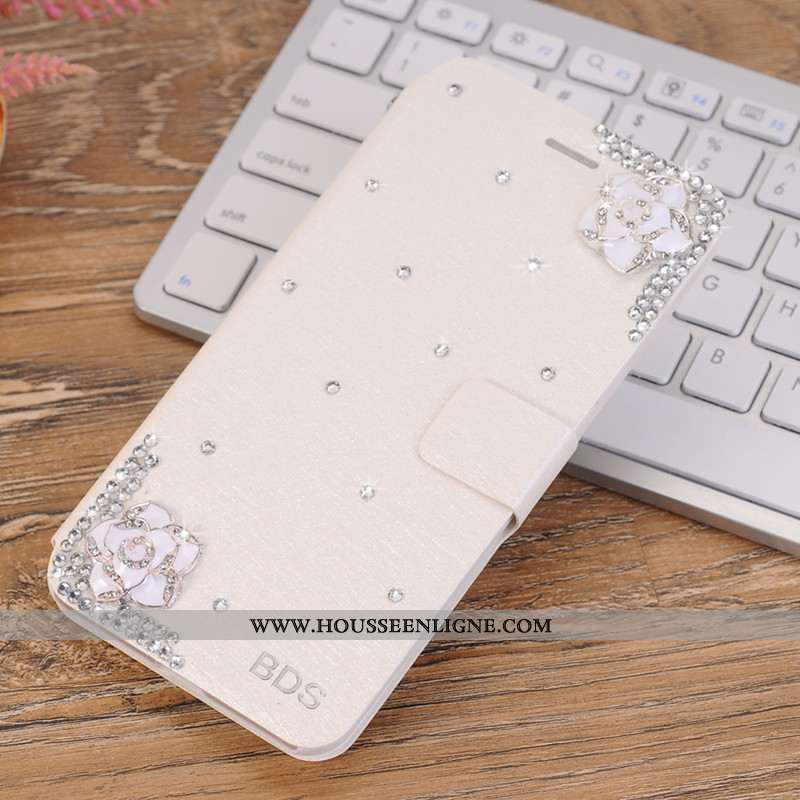 Housse Xiaomi Mi A3 Strass Délavé En Daim Téléphone Portable Petit Étui Mode Coque Bleu