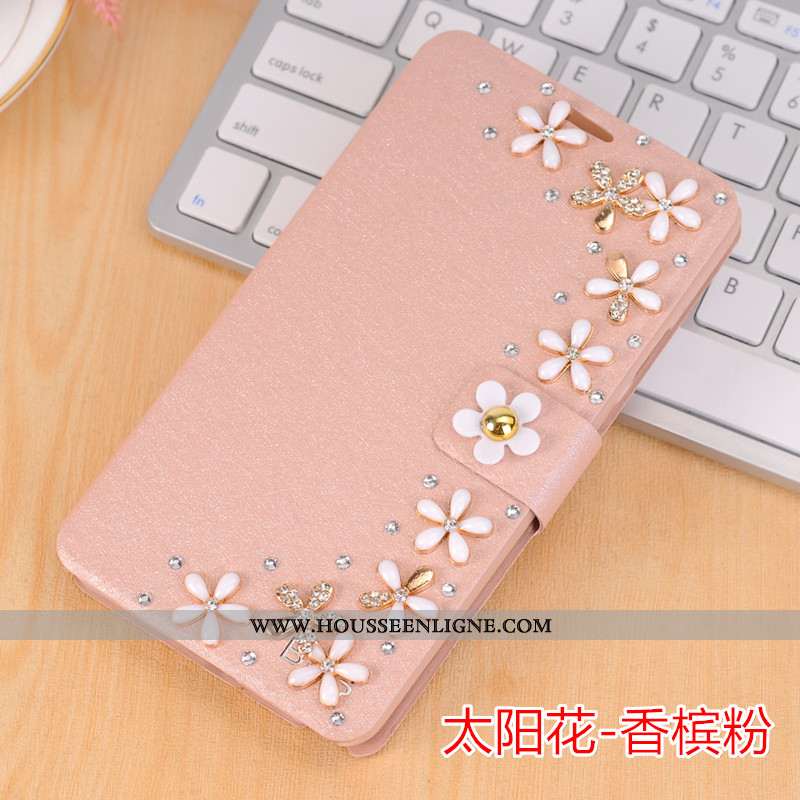 Housse Xiaomi Mi A3 Strass Délavé En Daim Téléphone Portable Petit Étui Mode Coque Bleu