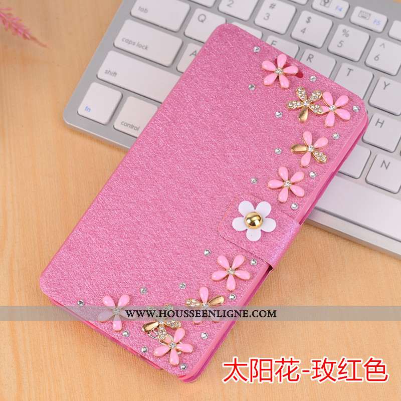 Housse Xiaomi Mi A3 Strass Délavé En Daim Téléphone Portable Petit Étui Mode Coque Bleu