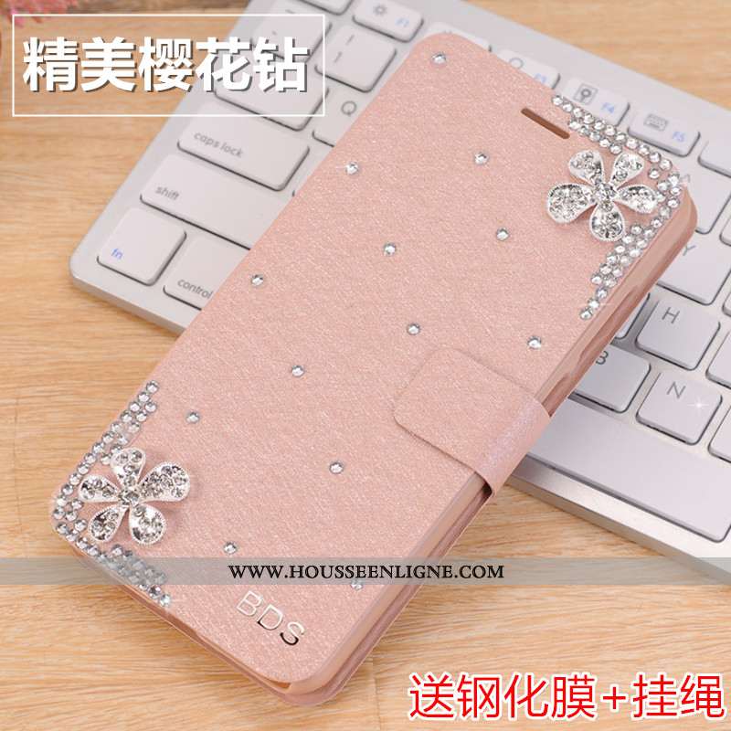 Housse Xiaomi Mi A3 Strass Délavé En Daim Téléphone Portable Petit Étui Mode Coque Bleu
