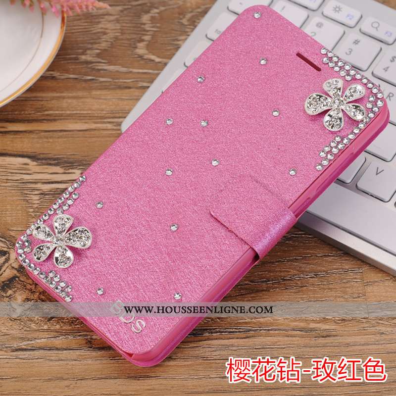 Housse Xiaomi Mi A3 Strass Délavé En Daim Téléphone Portable Petit Étui Mode Coque Bleu