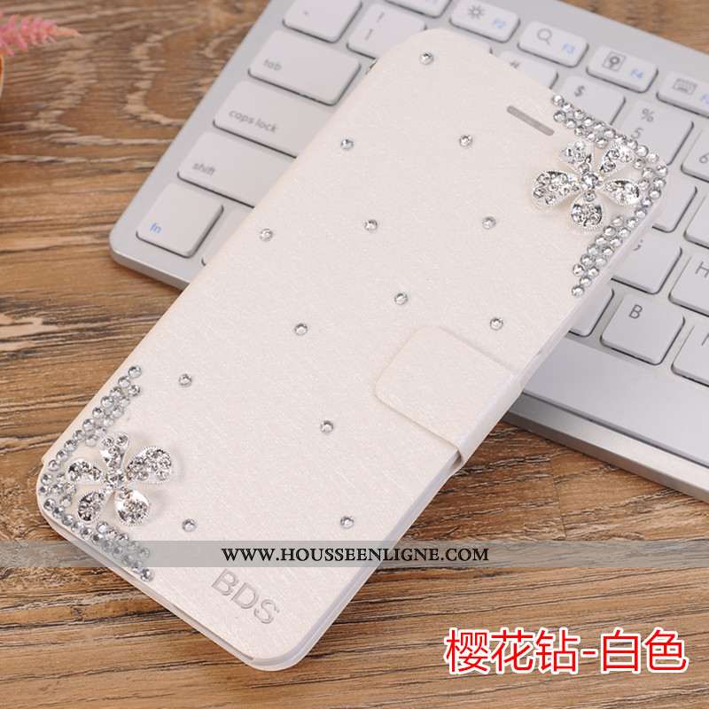 Housse Xiaomi Mi A3 Strass Délavé En Daim Téléphone Portable Petit Étui Mode Coque Bleu