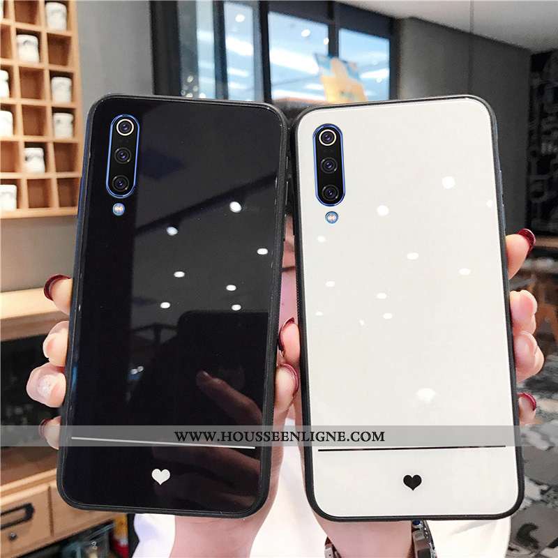 Housse Xiaomi Mi A3 Verre Personnalité Coque Miroir Fluide Doux Tendance Net Rouge Noir
