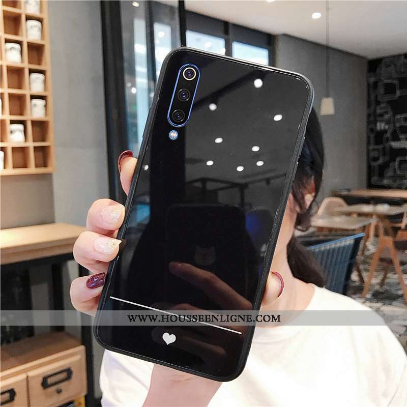 Housse Xiaomi Mi A3 Verre Personnalité Coque Miroir Fluide Doux Tendance Net Rouge Noir