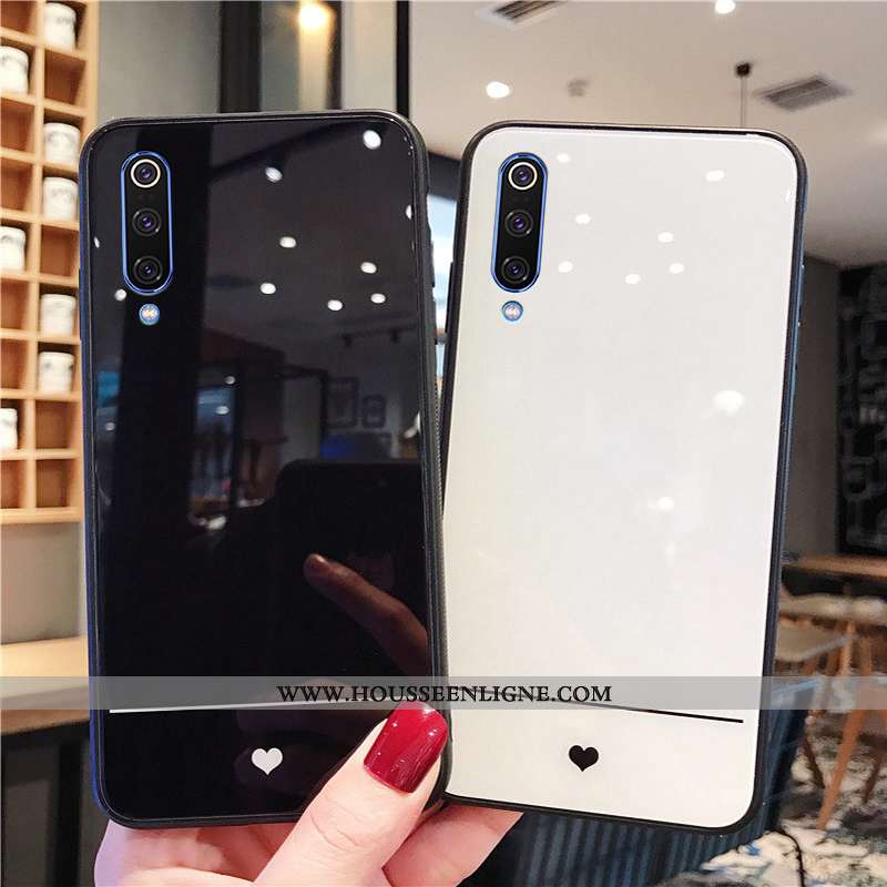 Housse Xiaomi Mi A3 Verre Personnalité Coque Miroir Fluide Doux Tendance Net Rouge Noir