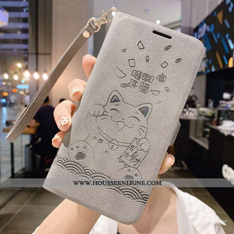 Housse Xiaomi Mi Max 3 Créatif Vintage Étui Gris Clamshell Protection Cuir