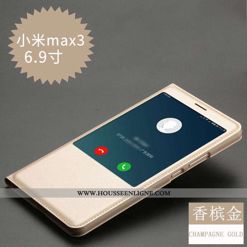 Housse Xiaomi Mi Max 3 Cuir Protection Étui Petit Incassable Coque Dormance Rose