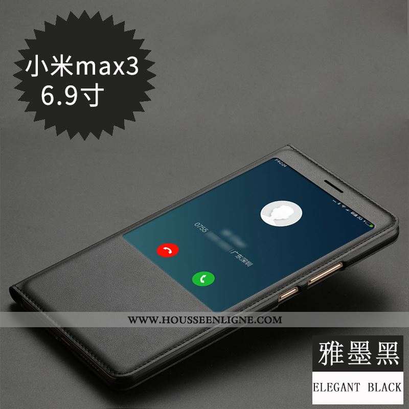 Housse Xiaomi Mi Max 3 Cuir Protection Étui Petit Incassable Coque Dormance Rose