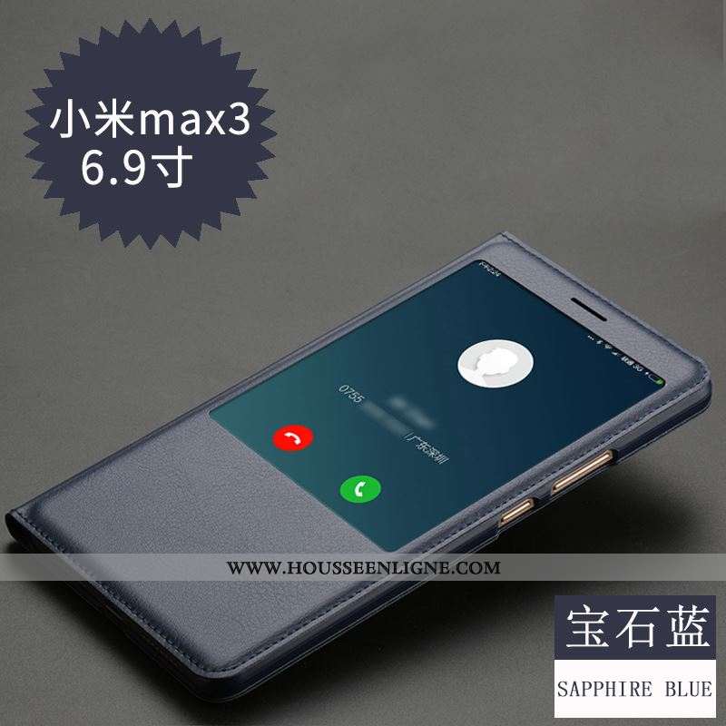 Housse Xiaomi Mi Max 3 Cuir Protection Étui Petit Incassable Coque Dormance Rose