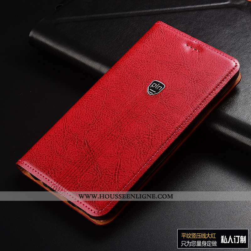 Housse Xiaomi Mi Max 3 Cuir Véritable Cuir Coque Tout Compris Silicone Rouge Luxe