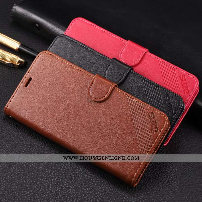 Housse Xiaomi Mi Max 3 Cuir Véritable Portefeuille Incassable Coque Petit Carte Protection Marron