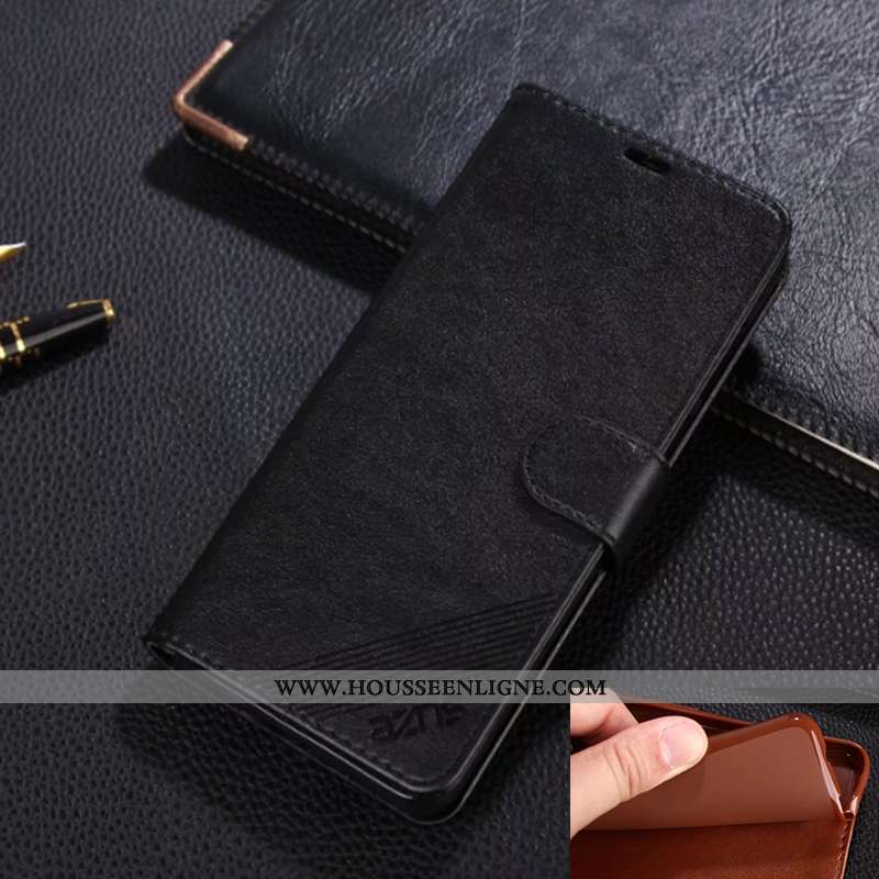 Housse Xiaomi Mi Max 3 Cuir Véritable Portefeuille Incassable Coque Petit Carte Protection Marron