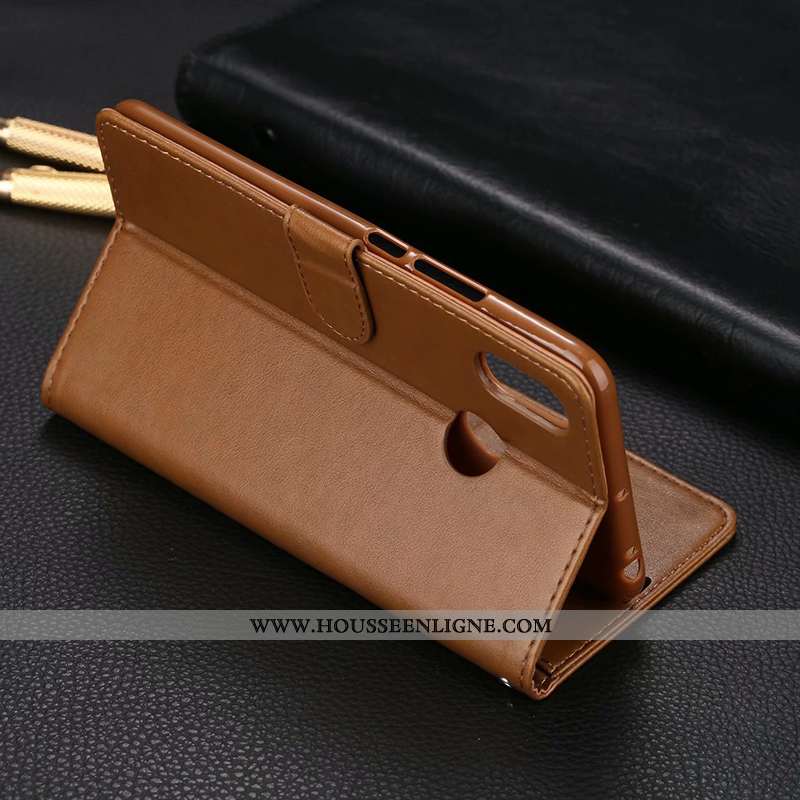 Housse Xiaomi Mi Max 3 Cuir Véritable Portefeuille Incassable Coque Petit Carte Protection Marron