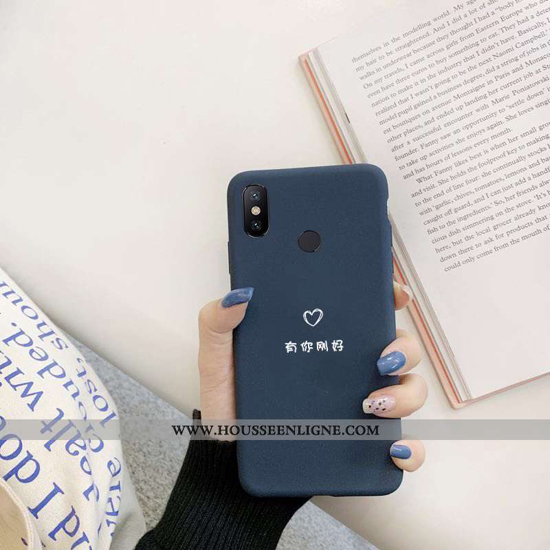 Housse Xiaomi Mi Max 3 Délavé En Daim Créatif Incassable Amoureux Tendance Téléphone Portable Bleu M