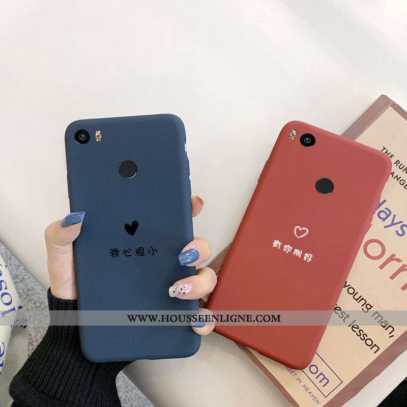 Housse Xiaomi Mi Max 3 Délavé En Daim Créatif Incassable Amoureux Tendance Téléphone Portable Bleu M