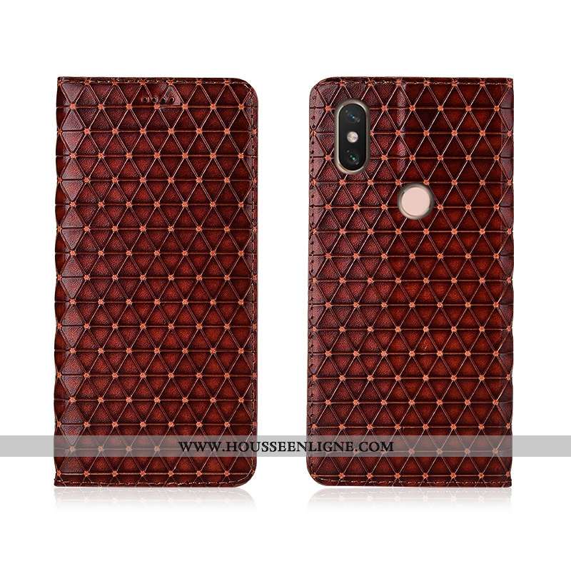 Housse Xiaomi Mi Max 3 Fluide Doux Silicone Incassable Tout Compris Cuir Véritable Marron Protection