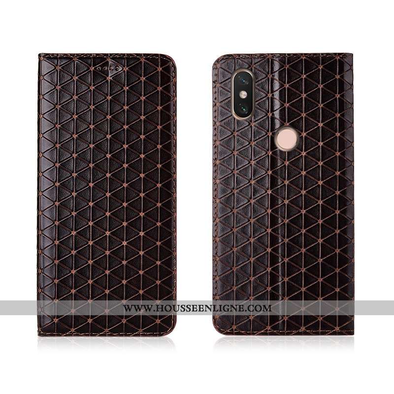 Housse Xiaomi Mi Max 3 Fluide Doux Silicone Incassable Tout Compris Cuir Véritable Marron Protection