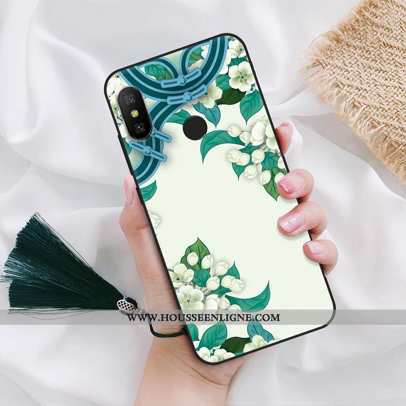 Housse Xiaomi Mi Max 3 Fluide Doux Silicone Petit Protection Coque Délavé En Daim Style Chinois Vert