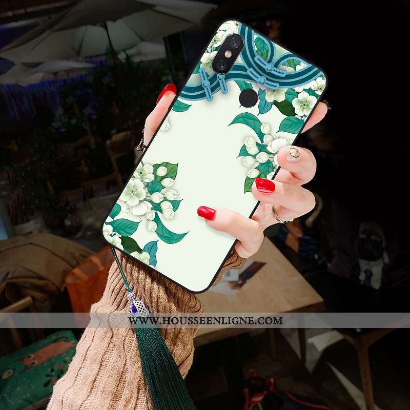 Housse Xiaomi Mi Max 3 Fluide Doux Silicone Petit Protection Coque Délavé En Daim Style Chinois Vert