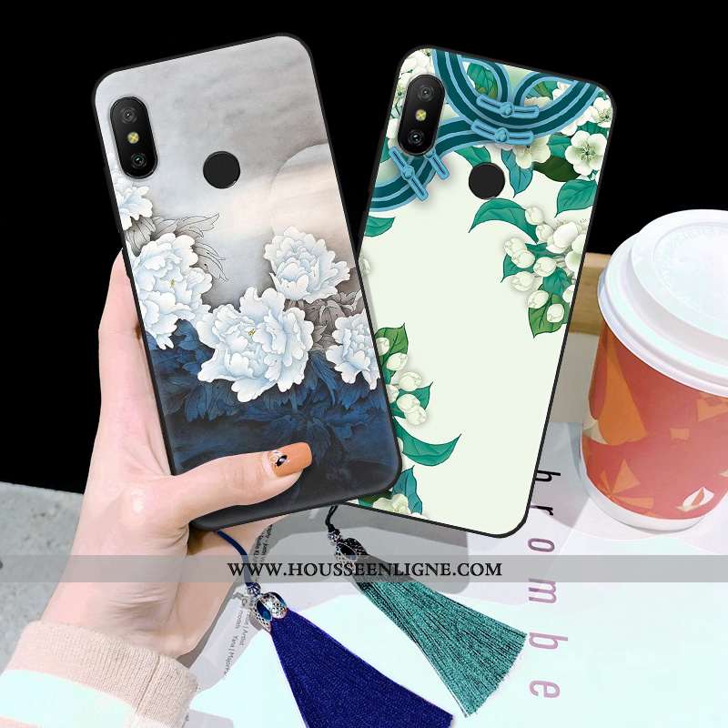 Housse Xiaomi Mi Max 3 Fluide Doux Silicone Petit Protection Coque Délavé En Daim Style Chinois Vert