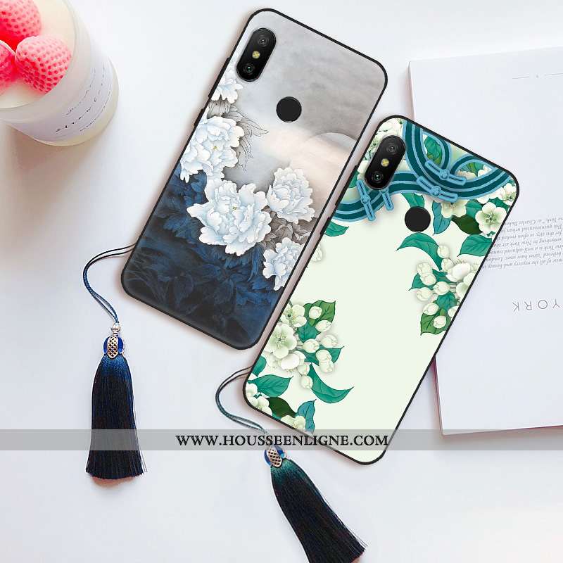 Housse Xiaomi Mi Max 3 Fluide Doux Silicone Petit Protection Coque Délavé En Daim Style Chinois Vert