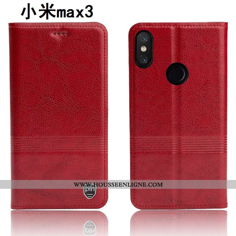Housse Xiaomi Mi Max 3 Protection Cuir Véritable Marron Téléphone Portable Tout Compris Petit Étui