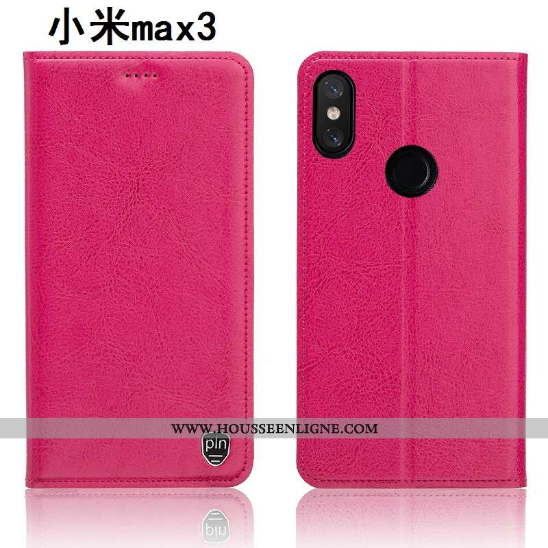 Housse Xiaomi Mi Max 3 Protection Cuir Véritable Marron Téléphone Portable Tout Compris Petit Étui