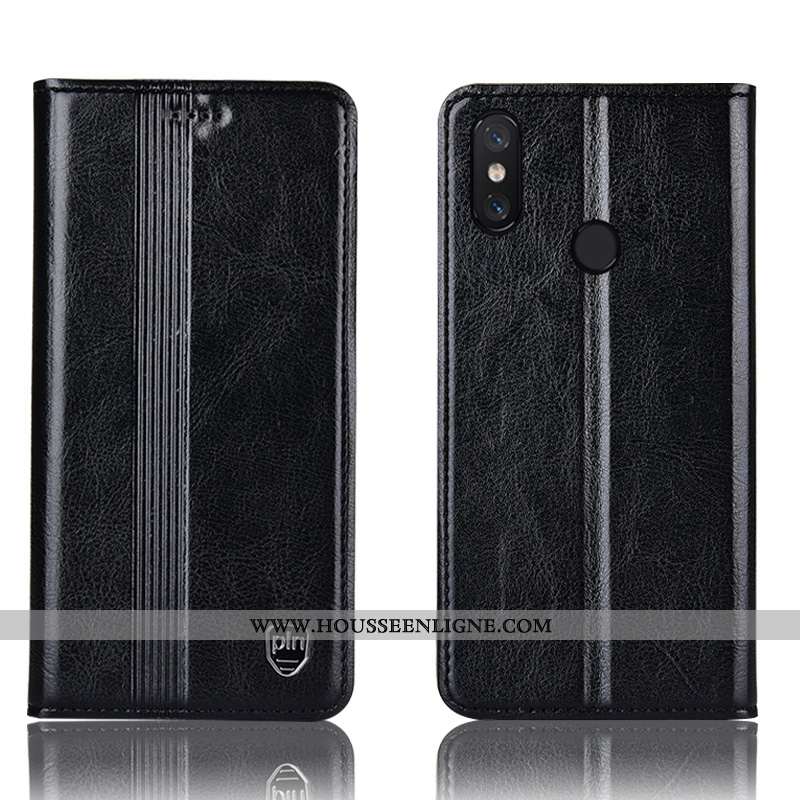 Housse Xiaomi Mi Max 3 Protection Cuir Véritable Petit Rouge Coque Tout Compris