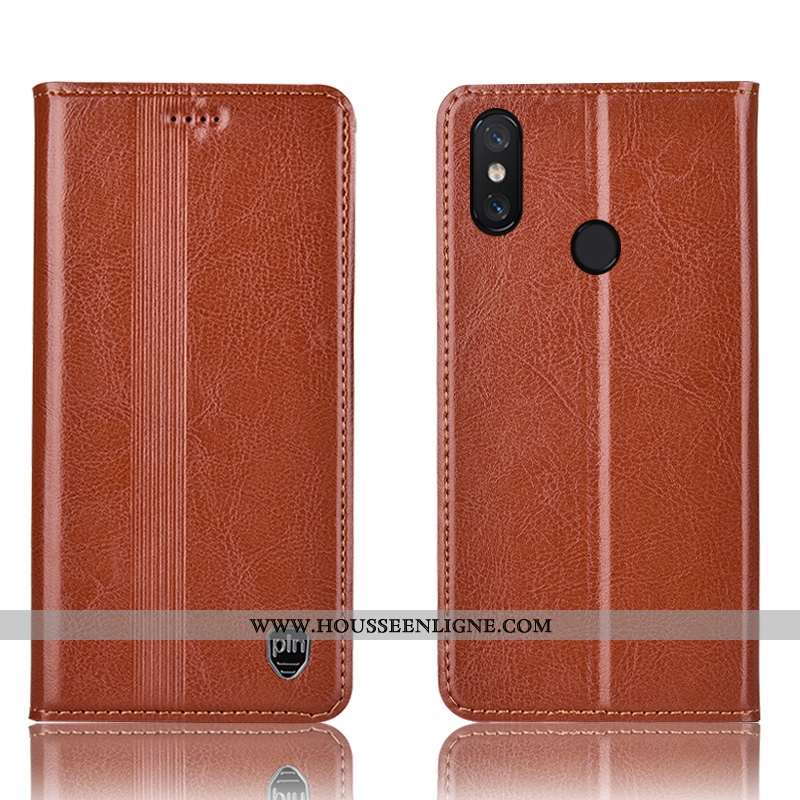 Housse Xiaomi Mi Max 3 Protection Cuir Véritable Petit Rouge Coque Tout Compris