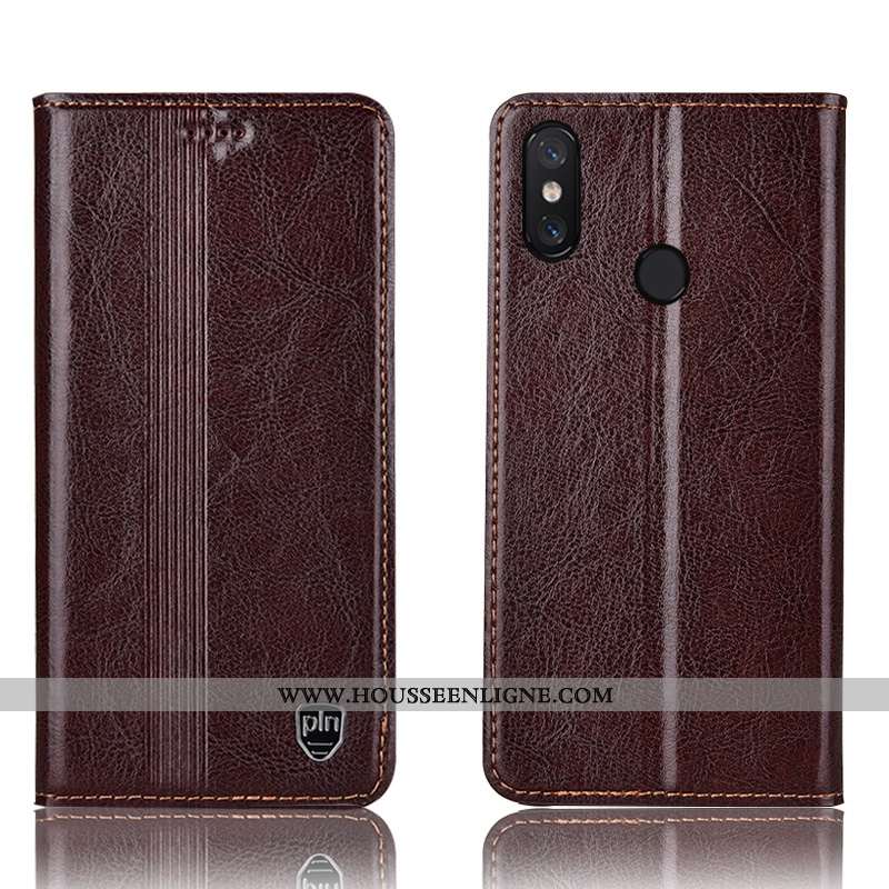Housse Xiaomi Mi Max 3 Protection Cuir Véritable Petit Rouge Coque Tout Compris