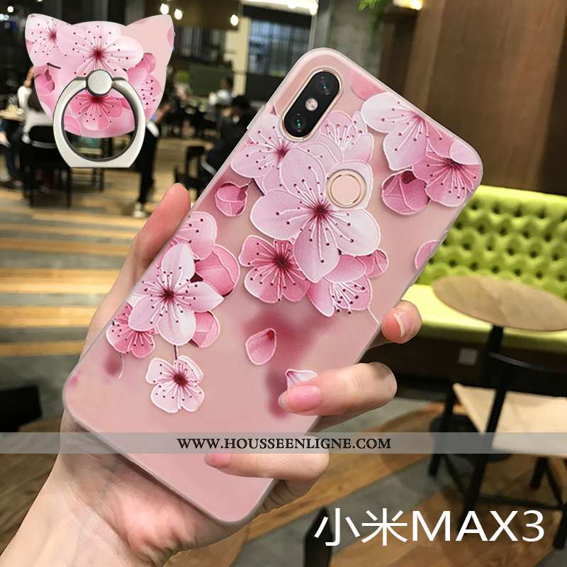 Housse Xiaomi Mi Max 3 Transparent Délavé En Daim Étui Incassable Rose Créatif Ultra